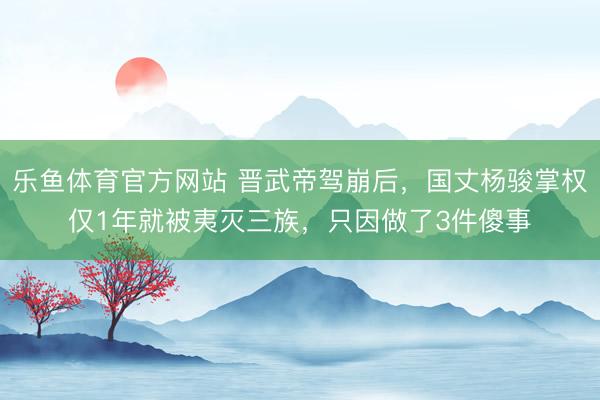 乐鱼体育官方网站 晋武帝驾崩后，国丈杨骏掌权仅1年就被夷灭三族，只因做了3件傻事