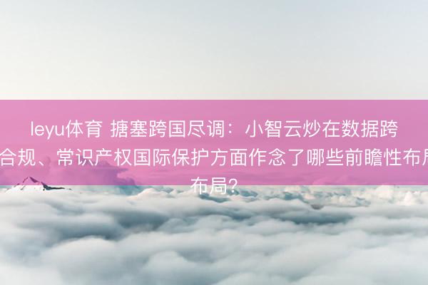 leyu体育 搪塞跨国尽调：小智云炒在数据跨境合规、常识产权国际保护方面作念了哪些前瞻性布局？