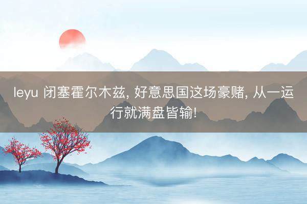 leyu 闭塞霍尔木兹, 好意思国这场豪赌, 从一运行就满盘皆输!